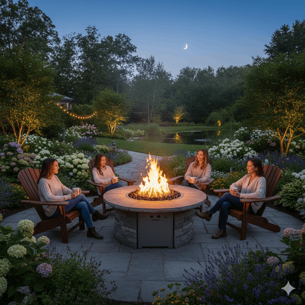 Feuertisch im Garten Abstand zu Pflanzen zuerst klären